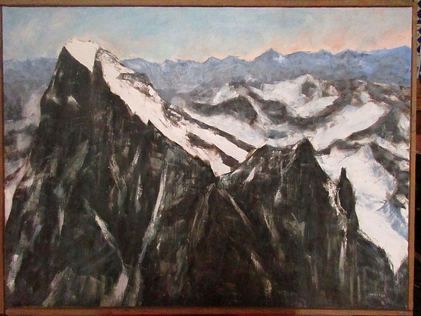 Peinture de montagne signée